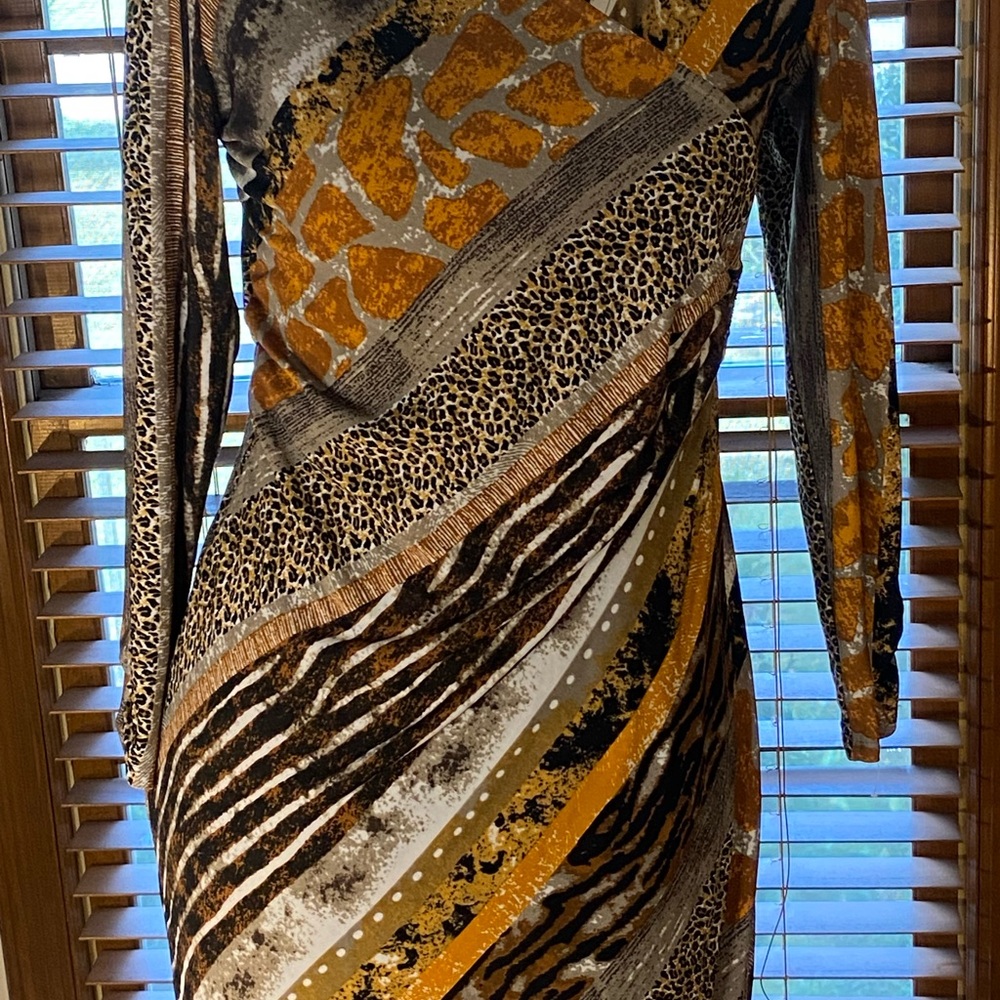 Glamour dress , animal print faux wrap midi dress size 8
